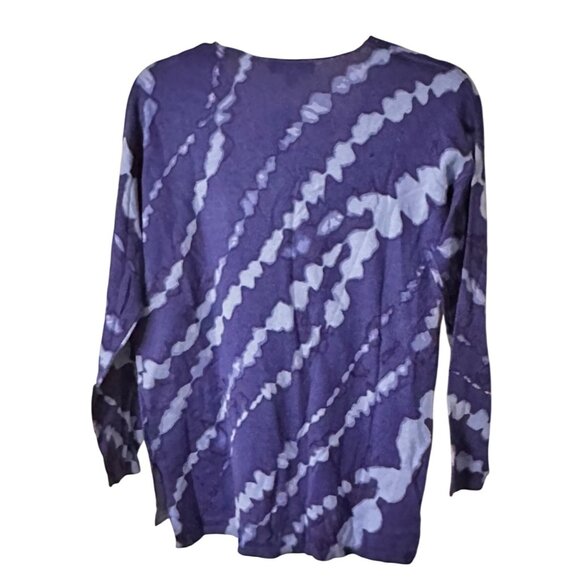 INC Size Petite Med Blue Tie Dye V-Neck Long Sleeve Lightweight Knit Top - Picture 2 of 9
